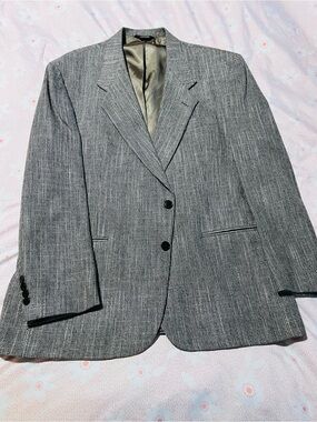 VTG 1980s Bert Pulitzer Gray Houndstooth Tailored Blazer Sport Coat Approx 42R